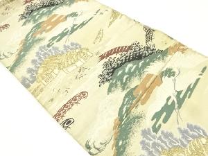 アンティーク　鶴に風景模様織り出し丸帯（材料）